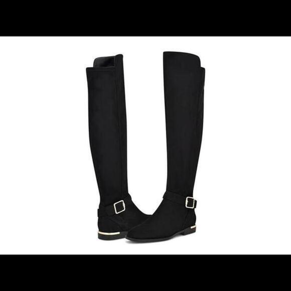 Nine West Women's Andone Round Toe Over The Knee Casual Boots Black Size 8 - Picture 1 of 3